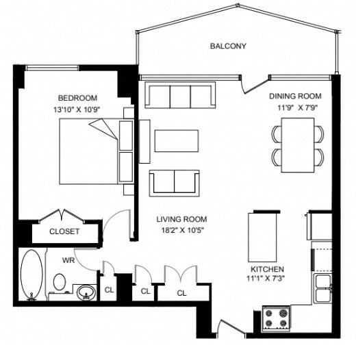 Floor plan layout diagram for 1K Renovation 2